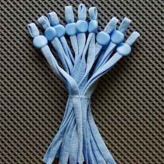 Happy Holidays Collection of adjustable elastic earloops for masks. Sky, Ocean, Deep Purple, Key Lime, Grinch Green, Aqua, Fuchsia, Cranberry and Wine. Ships from Ohio.