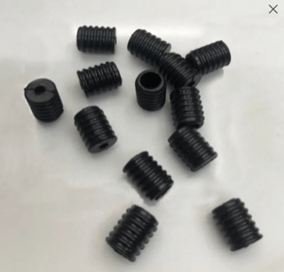 Black silicone beads used as buckles to create adjustable fitting elastic for face masks
