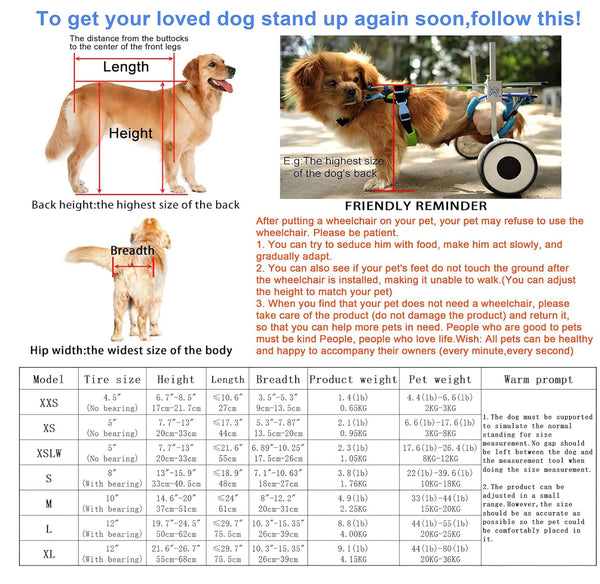 Adjustable Dog Wheelchair, for Pet/Doggie Wheelchairs with Disabled Hind Legs Walking (7-Size)(S)
