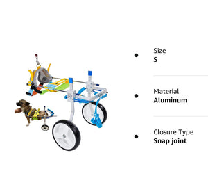 Adjustable Dog Wheelchair, for Pet/Doggie Wheelchairs with Disabled Hind Legs Walking (7-Size)(S)