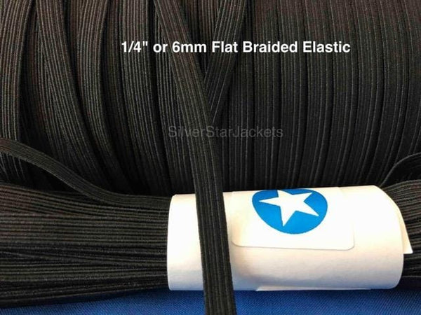 Full spools of 1/4 inch or quarter inch BLACK and WHITE elastic for sewing masks. Flat, Soft, braided flat, elastic band. In stock, free shipping from Ohio.
