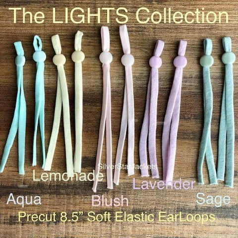 The ULTIMATE Collection of Twenty Eight colors of adjustable elastic earloops with silicone buckles for sewing masks. Ships from Ohio.