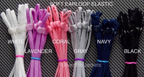 The ULTIMATE Collection of Twenty Eight colors of adjustable elastic earloops with silicone buckles for sewing masks. Ships from Ohio.