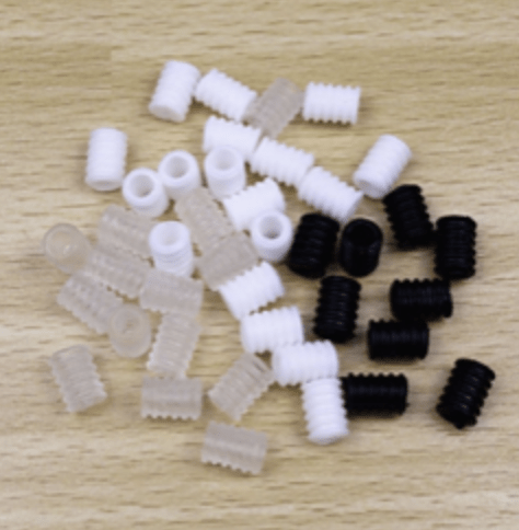 Black, white or clear silicone beads used as buckles to create adjustable fitting elastic for face masks