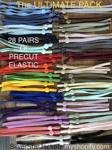 The ULTIMATE Collection of Twenty Eight colors of adjustable elastic earloops with silicone buckles for sewing masks. Ships from Ohio.