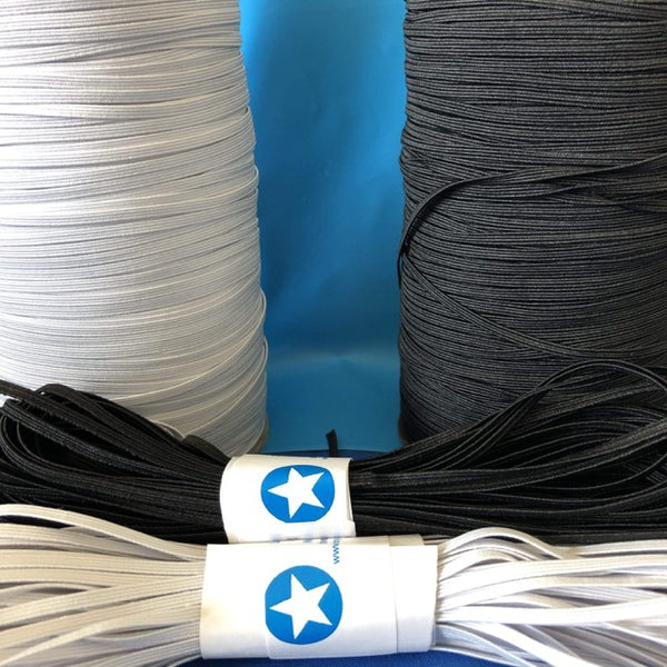 Full rolls of 1/8 inch elastic or 3mm elastic for sale. Also available in 5 yard to 200 yard lengths. 